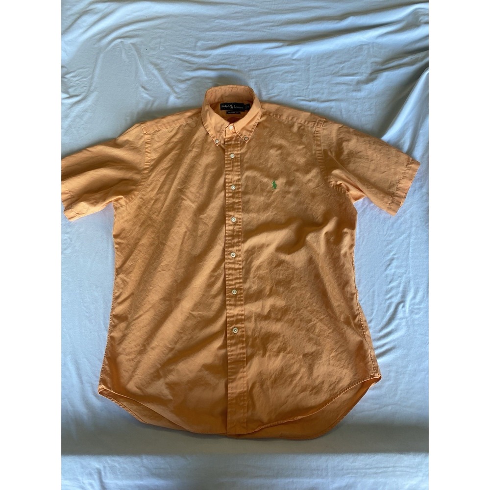 Ralph Lauren Shirt Medium Classic Fit Orange Short Sleeve Button Down